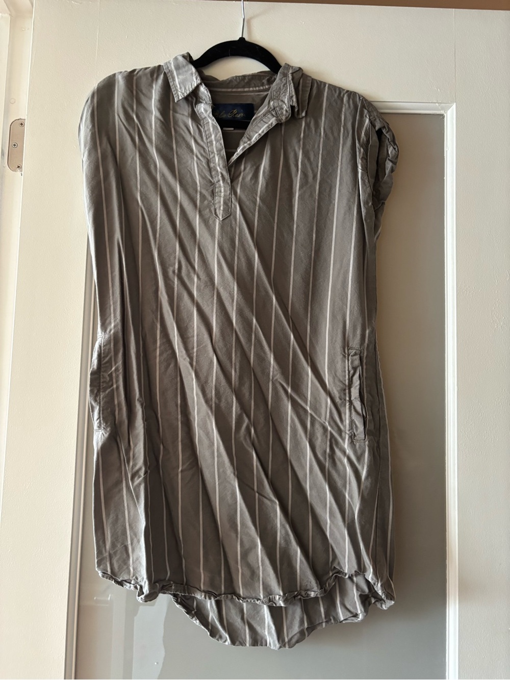 Blue Rain Taupe Striped Button-Down Tunic